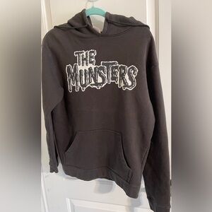 The Munsters Black Graphic Hoodie Horror TV Show Gothic Streetwear Y2K Large